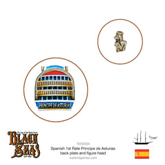 Spanish 1st rate Principe de Asturias back plate and figure head