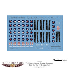 BRS VT-2, USS Lexington (Douglas Devastator) Coral Sea May 1942 decal sheet