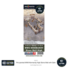 Bolt Action: Pre-painted WWII Normandy High Stone Wall with Gate