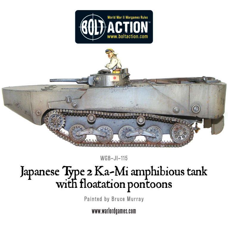 Japanese Type 2 Ka-Mi amphibious tank with floatation pontoons