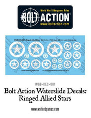 Bolt Action Ringed Allied Stars decal sheet