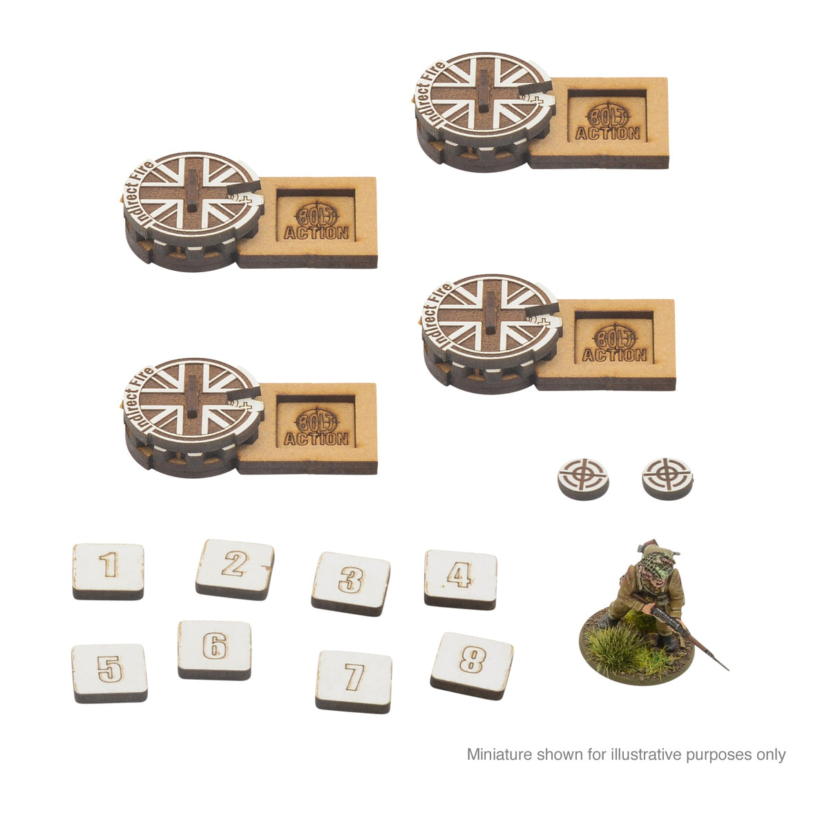 Bolt Action MDF Artillery Zeroing In Markers - Great Britain