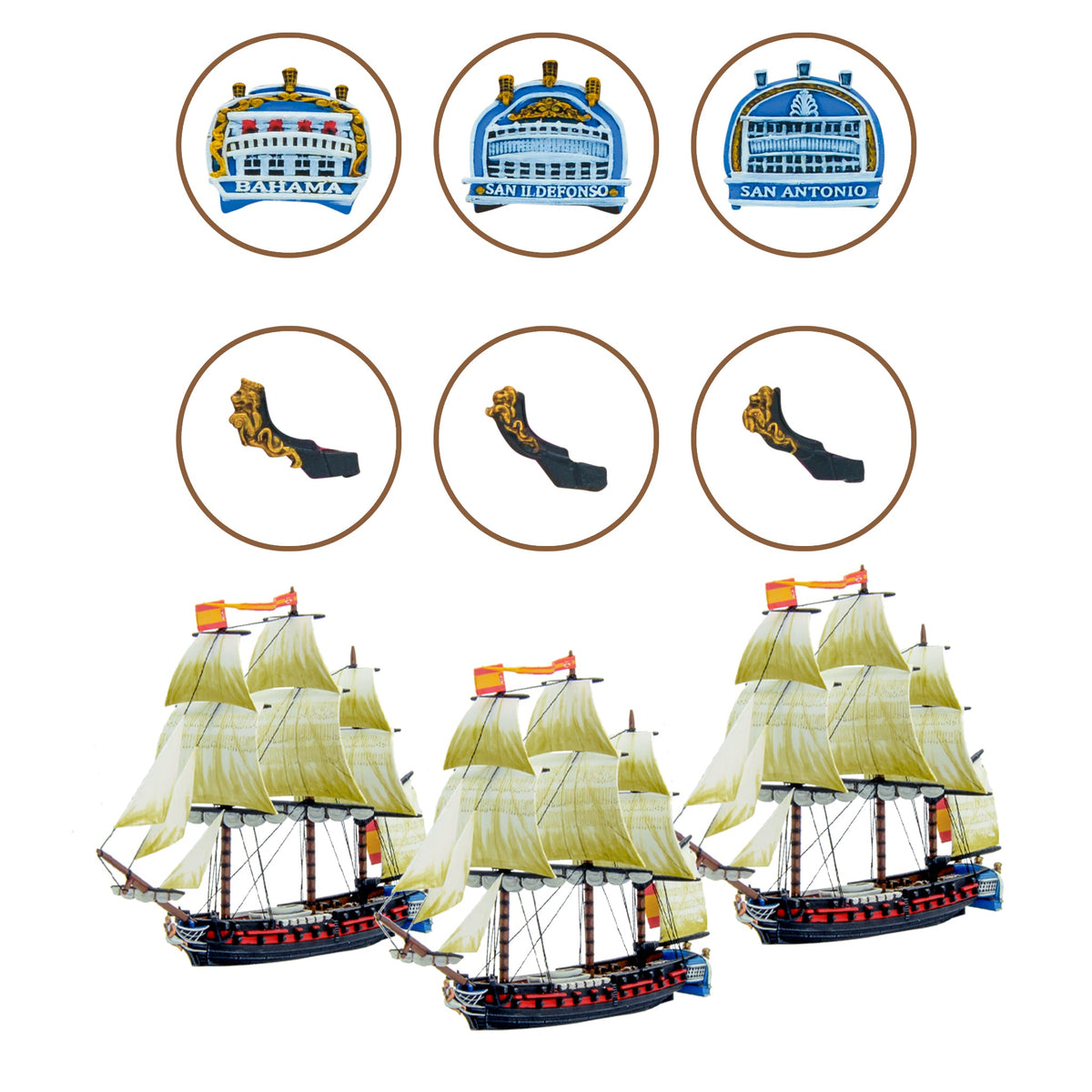 Spanish Vessels of Renown 03 3rd Rates with Figure Heads & Back Plat