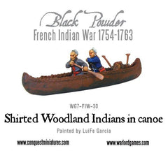 Shirted Woodland Indians in canoe