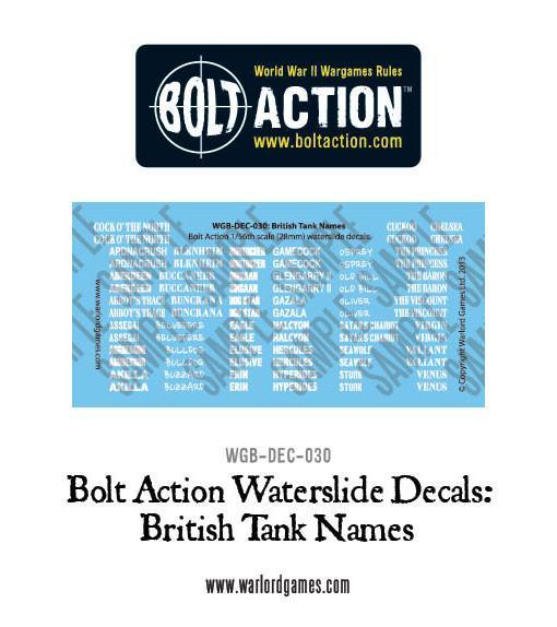 Bolt Action British Tank names decals
